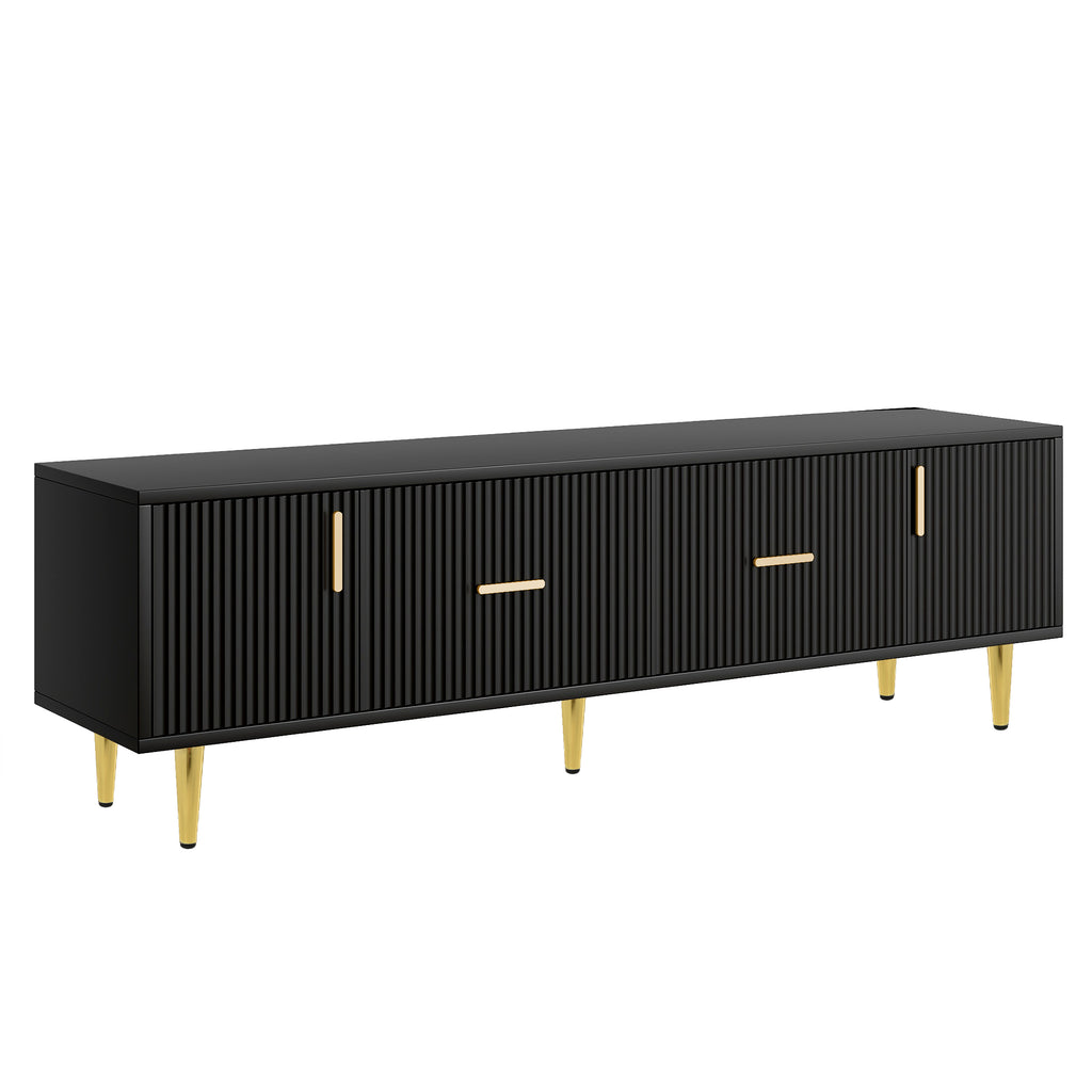 Leoglint U-Can Modern TV Stand with 5 Champagne Legs - Durable, Stylish and Spacious, TVs Up to 75''