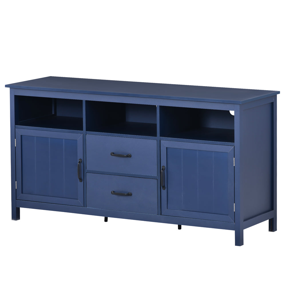 Leoglint U-Can TV Stand for TV up to 68 in with 2 Doors and 2 Drawers Open Style Cabinet, Sideboard for Living room, Navy