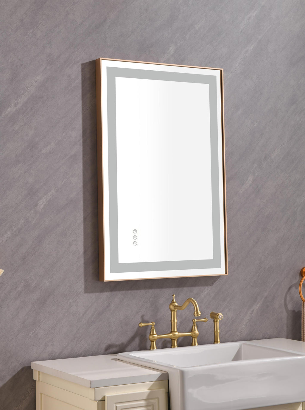 Leoglint 36*24 LED Lighted Bathroom Wall Mounted Mirror with High Lumen+Anti-Fog Separately Control