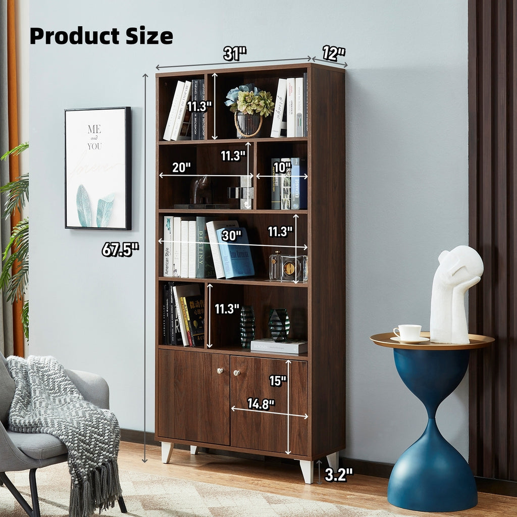 Leoglint Bookcase, Bookshelf,Walnut--[Old sku:AM180710-H]