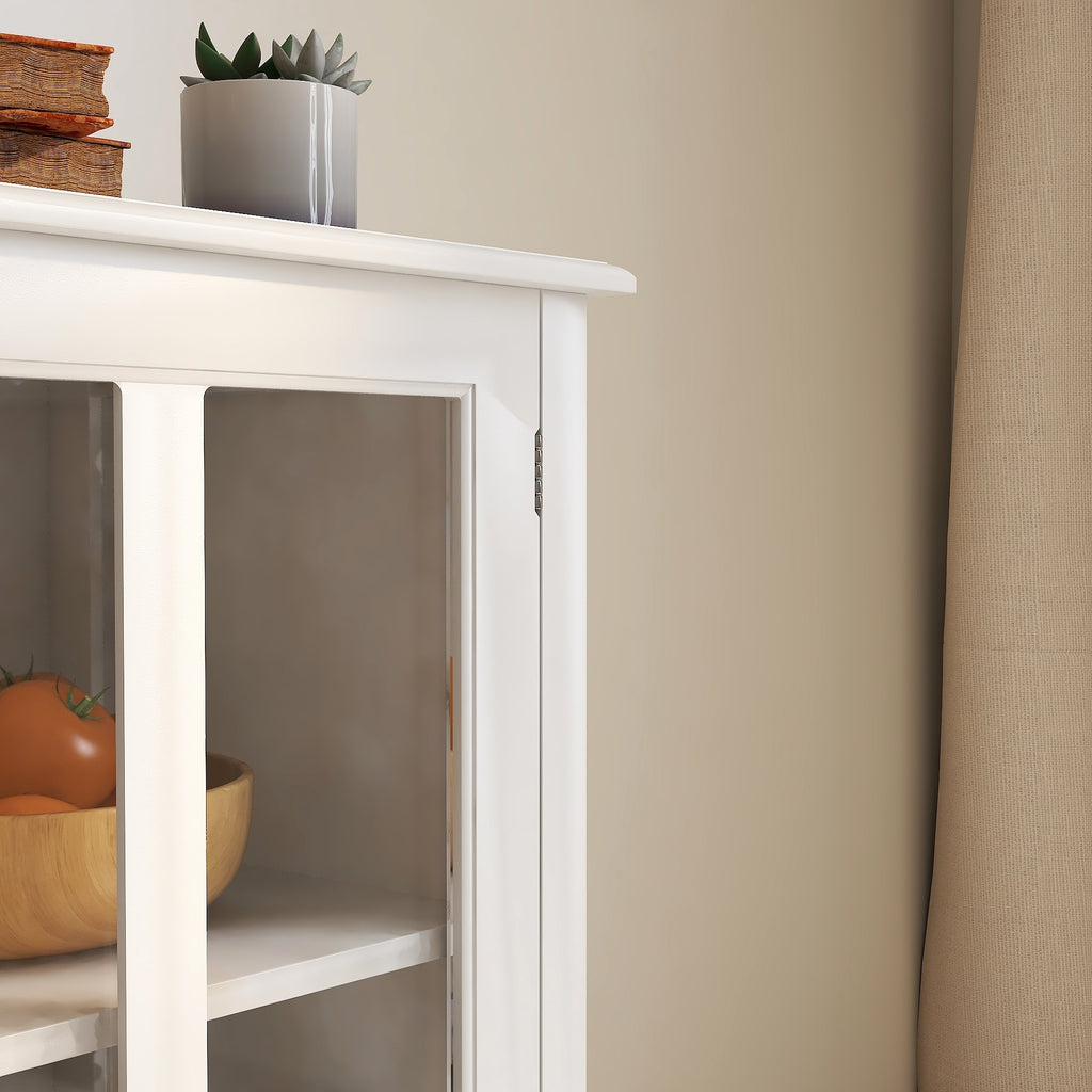 Leoglint Sideboard Buffet storage cabinet with double glass doors and unique bell handle