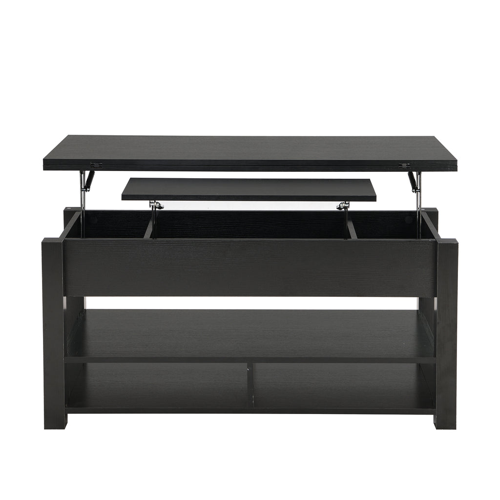 Leoglint [VIDEO provided] ON-TREND Lift Top Coffee Table, Multi-Functional Coffee Table with Open Shelves, Modern Lift Tabletop Dining Table for Living Room, Home Office, Black