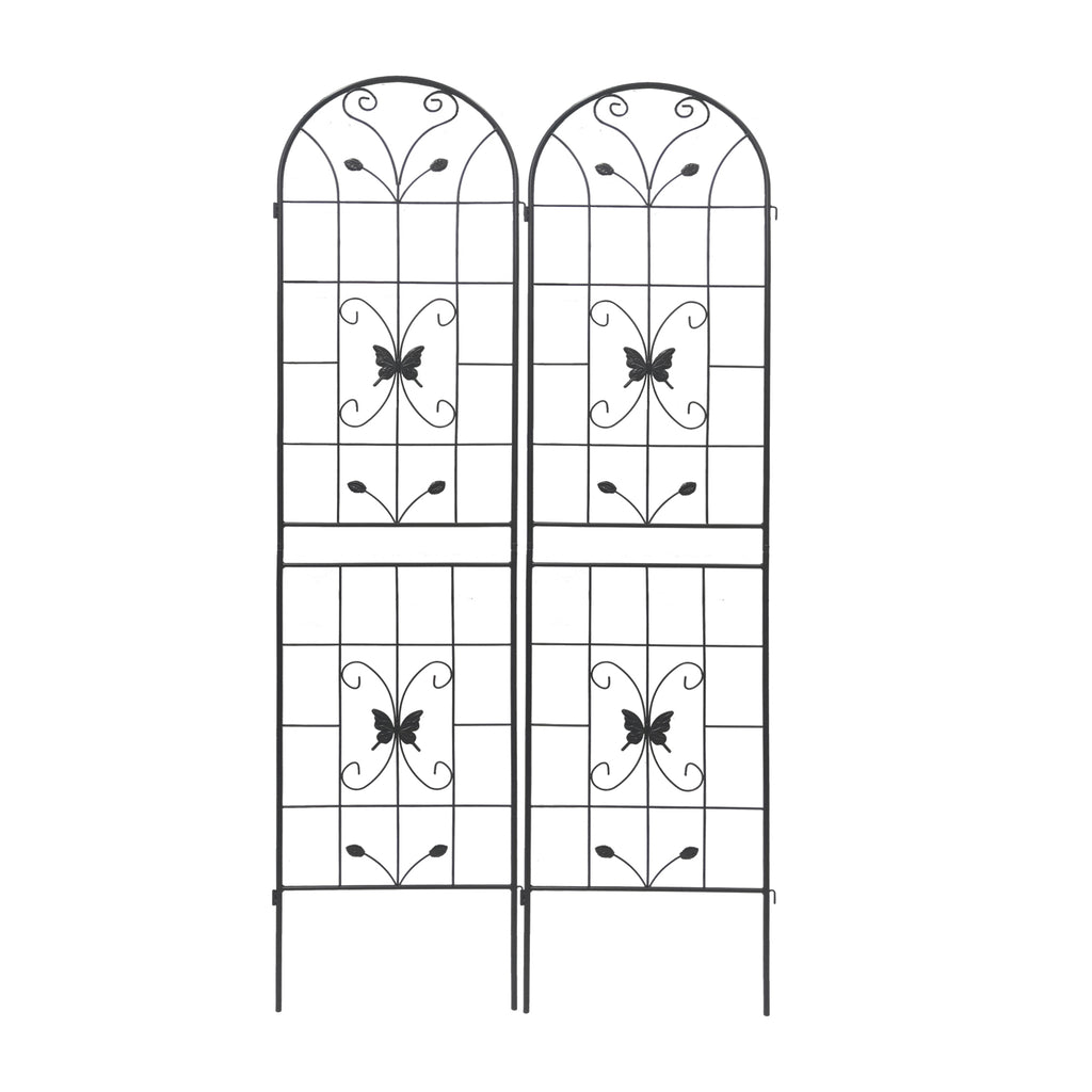 Leoglint 2 Pack Metal Garden Trellis 86.7" x 19.7" Rustproof Trellis for Climbing Plants Outdoor Flower Support Black