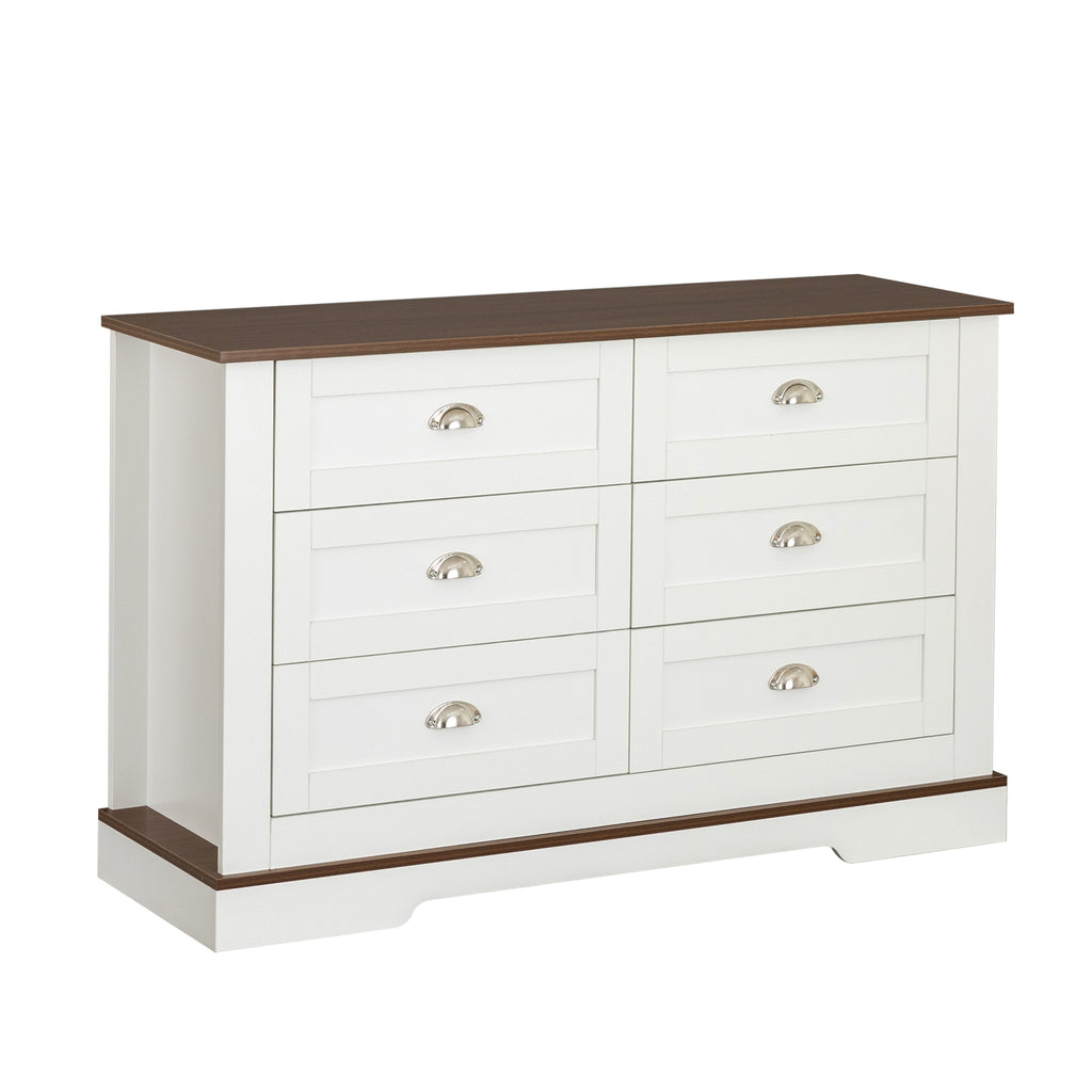 Leoglint Drawer dresser cabinet,Sideboard,bar cabinet,Buffet server console,table storge cabinets,metal handle in the shape of silver shell,forDiningRoom,Living Room,bedroom,Kitchen Hallway,Color: white +brown