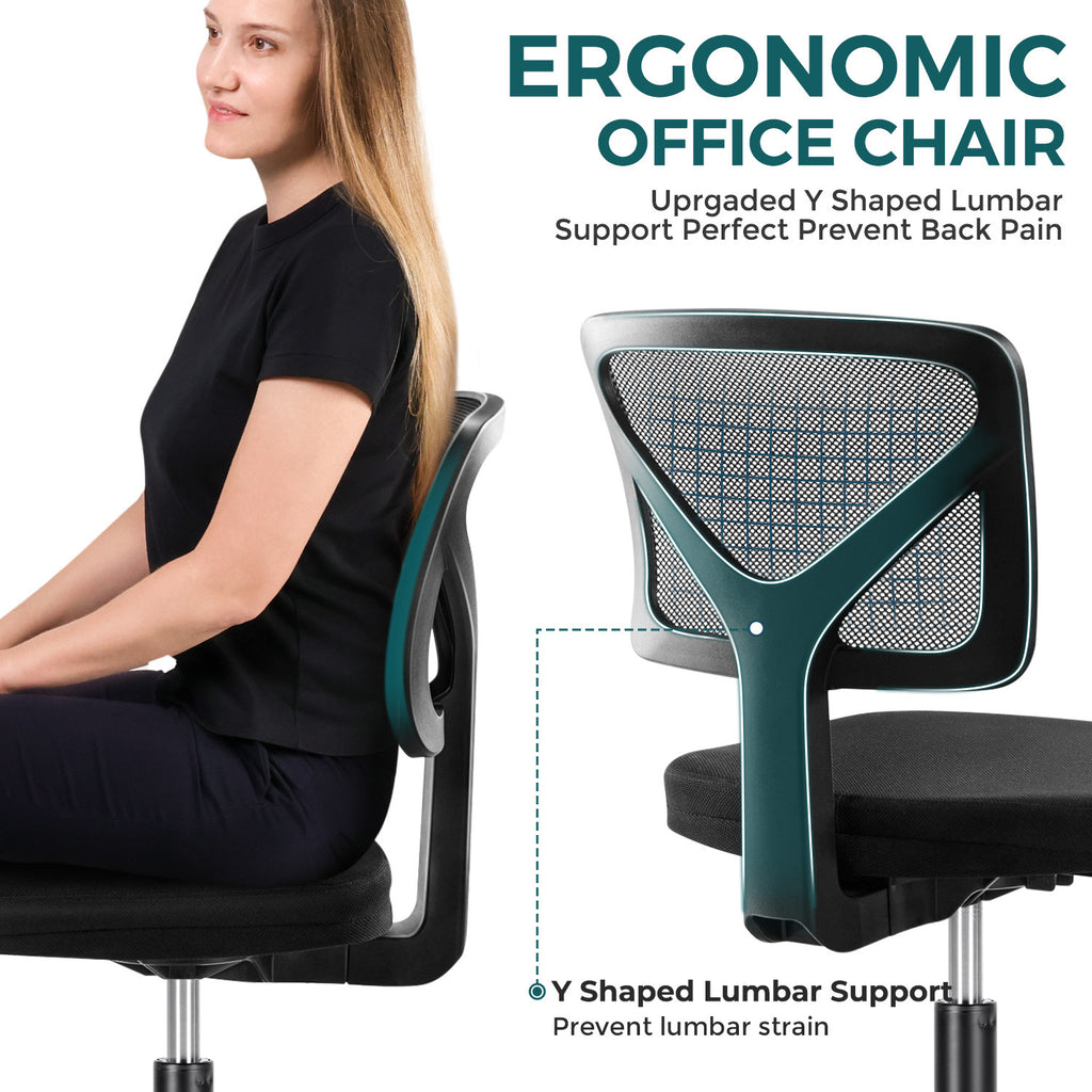 Leoglint Sweetcrispy Armless Desk Chair Small Home Office Chair with Lumbar Support