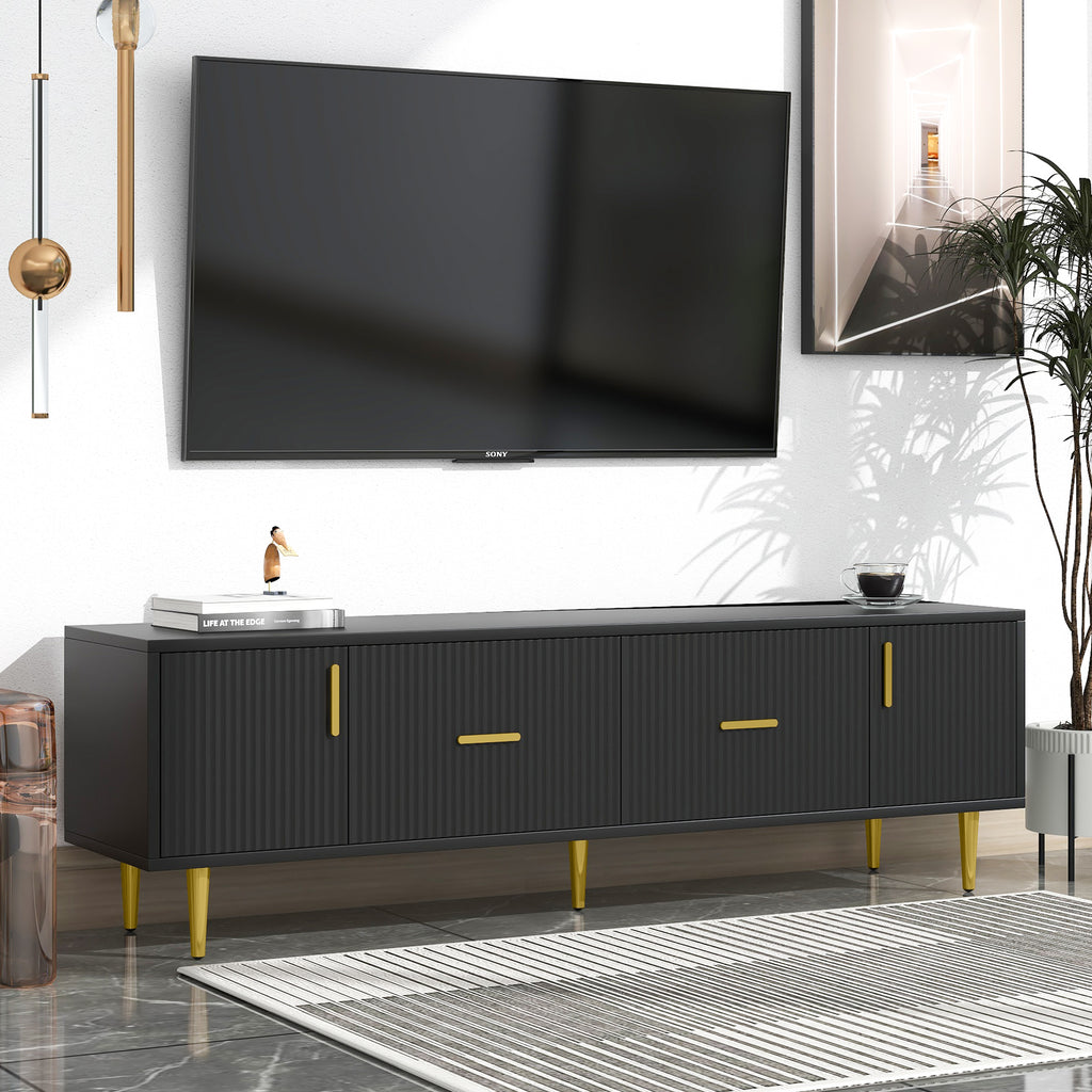 Leoglint U-Can Modern TV Stand with 5 Champagne Legs - Durable, Stylish and Spacious, TVs Up to 75''