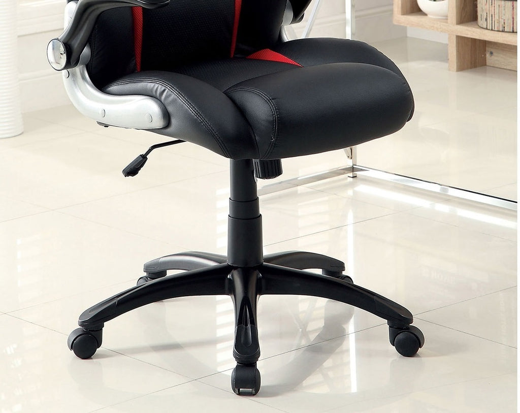 Leoglint Stylish Office Chair Upholstered 1pc Comfort Adjustable Chair Relax Gaming Office Chair Work Black And Red Color Padded Armrests