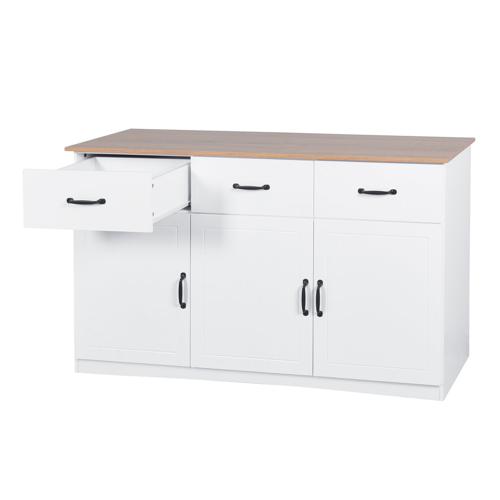 Leoglint White Buffet Cabinet with Storage, Kitchen Sideboard with 3 Doors and 3 Drawers, Coffee Bar Cabinet, Storage Cabinet Console Table for Living Room