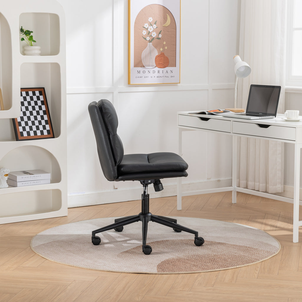 Leoglint Bizerte Adjustable Swivel Criss-Cross Chair, Wide Seat/ Office Chair /Vanity Chair, Black