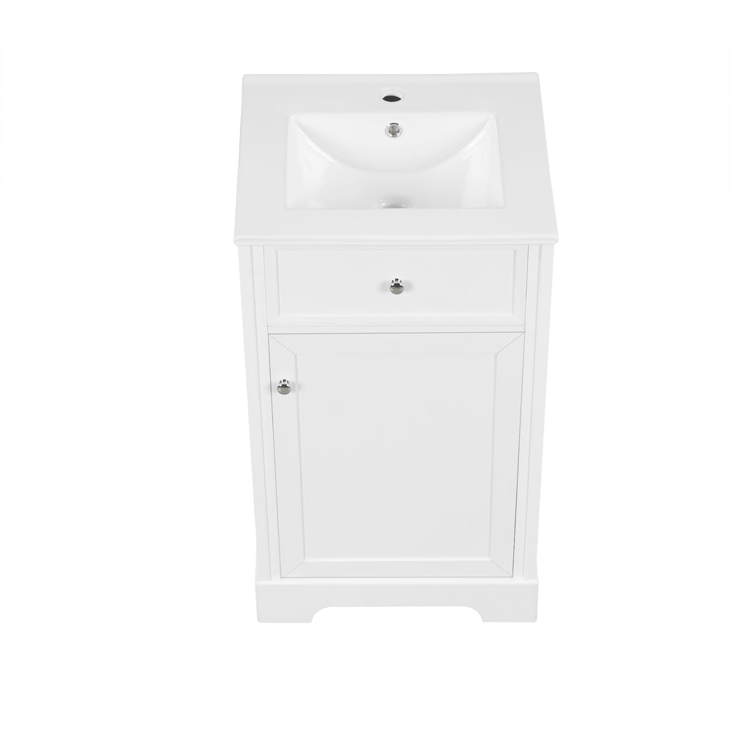 Leoglint 20" Bathroom Vanity with Sink, Bathroom Cabinet with Soft Closing Door, Storage Rack and Adjustable Shelve, White