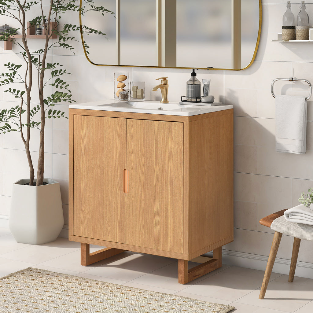 Leoglint 30" Bathroom vanity Set with Sink, Combo Cabinet, Bathroom Storage Cabinet, Solid Wood Frame