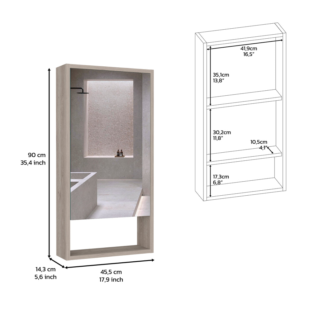 Leoglint Medicine Cabinet Irvine, One External Shelf, Light Gray Finish