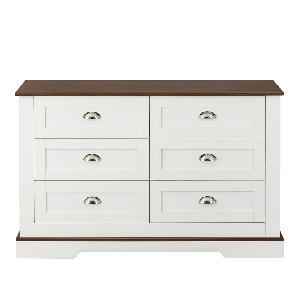 Leoglint Drawer dresser cabinet,Sideboard,bar cabinet,Buffet server console,table storge cabinets,metal handle in the shape of silver shell,forDiningRoom,Living Room,bedroom,Kitchen Hallway,Color: white +brown