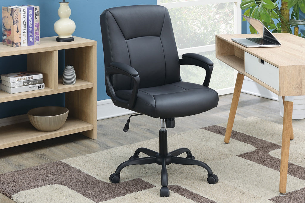 Leoglint Relax Cushioned Office Chair 1pc Black Upholstered Seat back Adjustable Chair Comfort