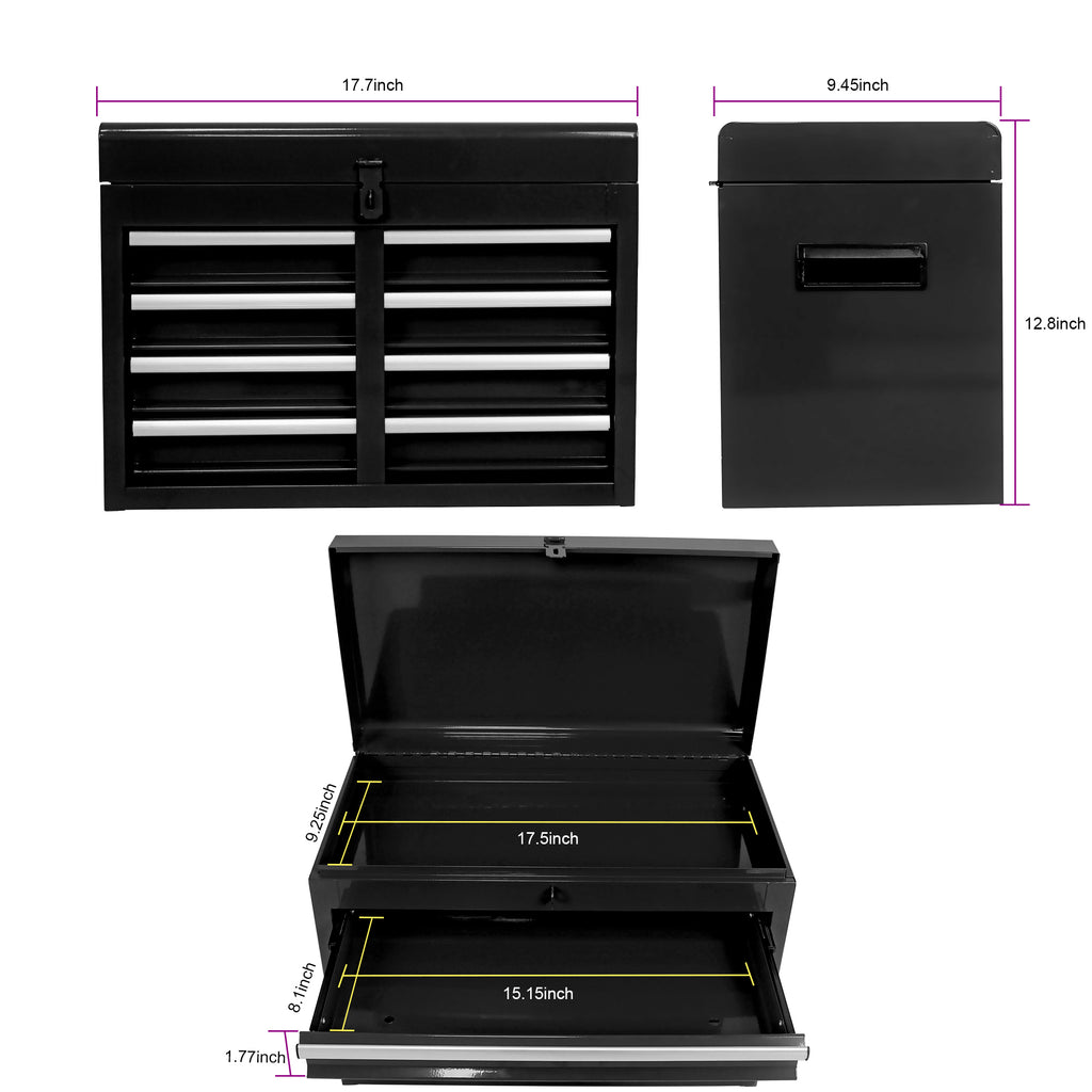 Leoglint Detachable 5 Drawer Tool Chest with Bottom Cabinet and One Adjustable Shelf--Black