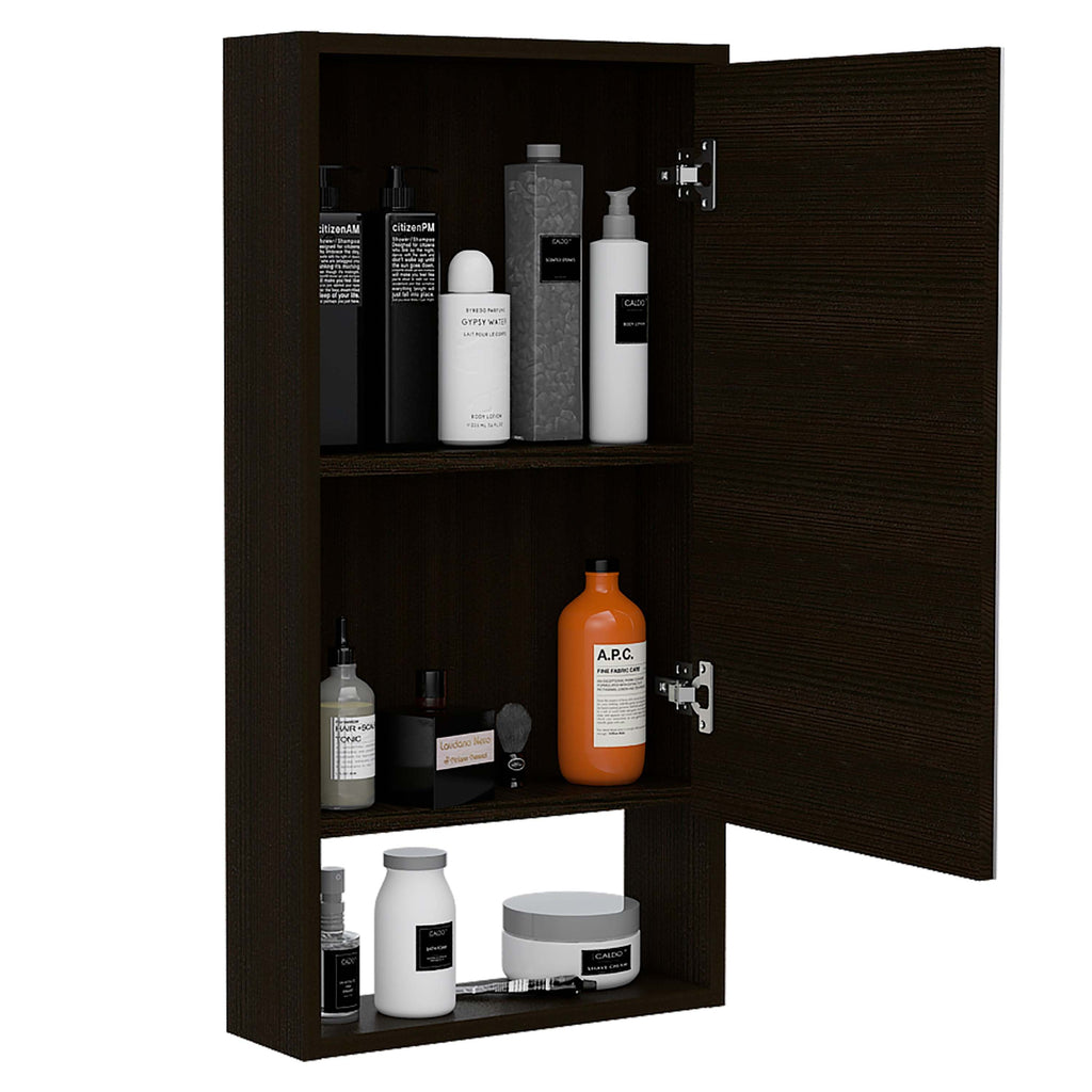 Leoglint Modesto Medicine Cabinet, One Open Shelf, Mirrored Cabinet With Two Interior Shelves