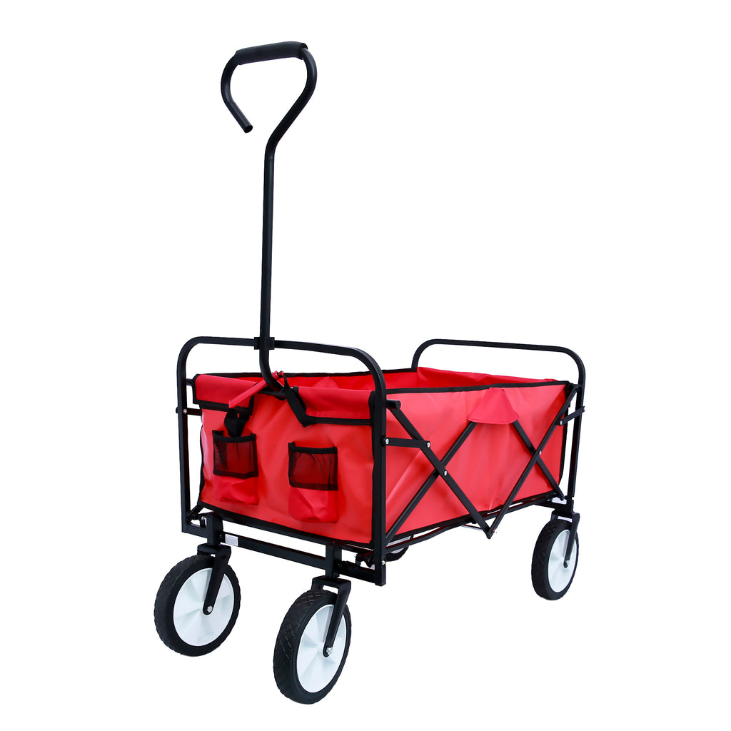 Leoglint Garden cart Folding Wagon Garden Shopping Beach Cart (Red)