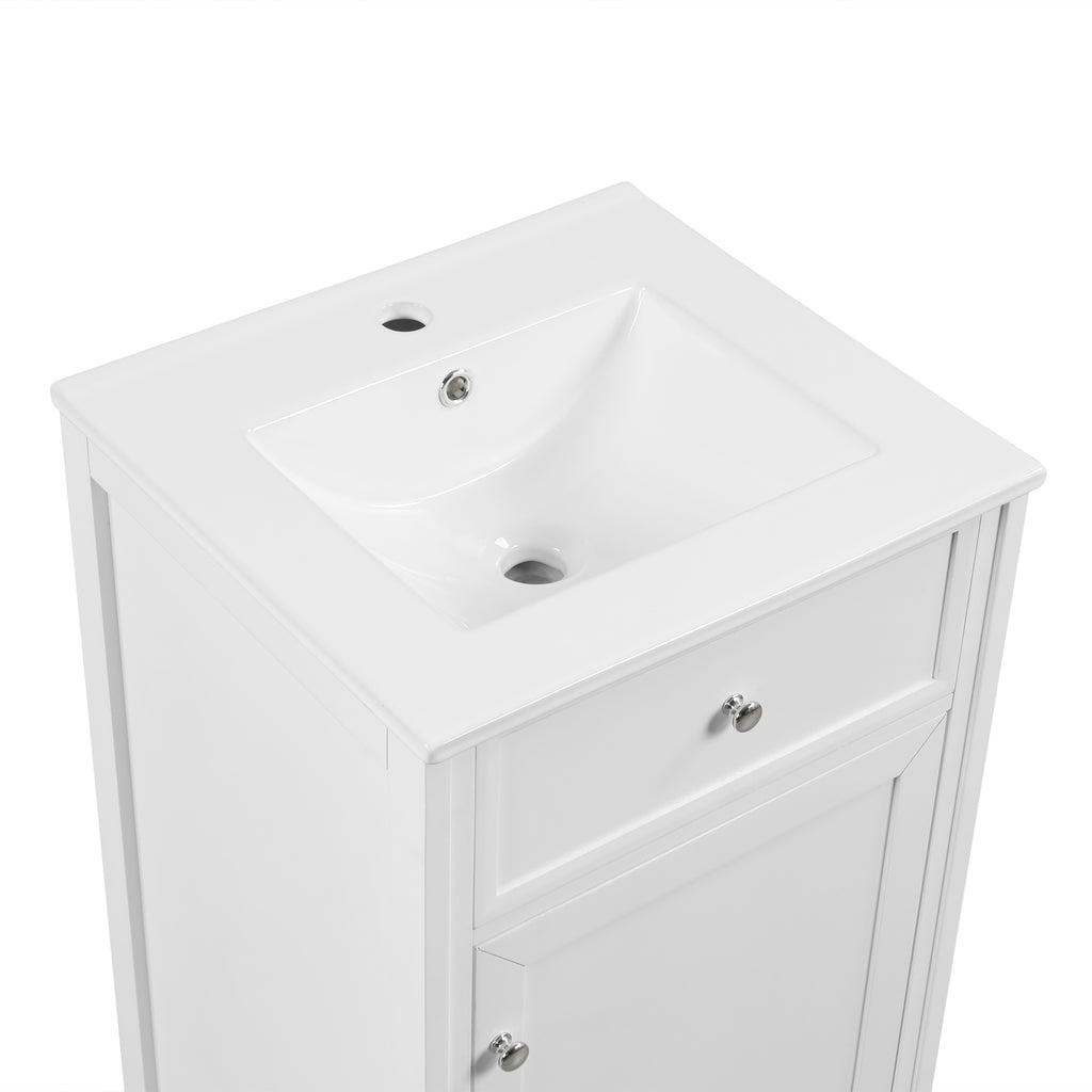 Leoglint 20" Bathroom Vanity with Sink, Bathroom Cabinet with Soft Closing Door, Storage Rack and Adjustable Shelve, White